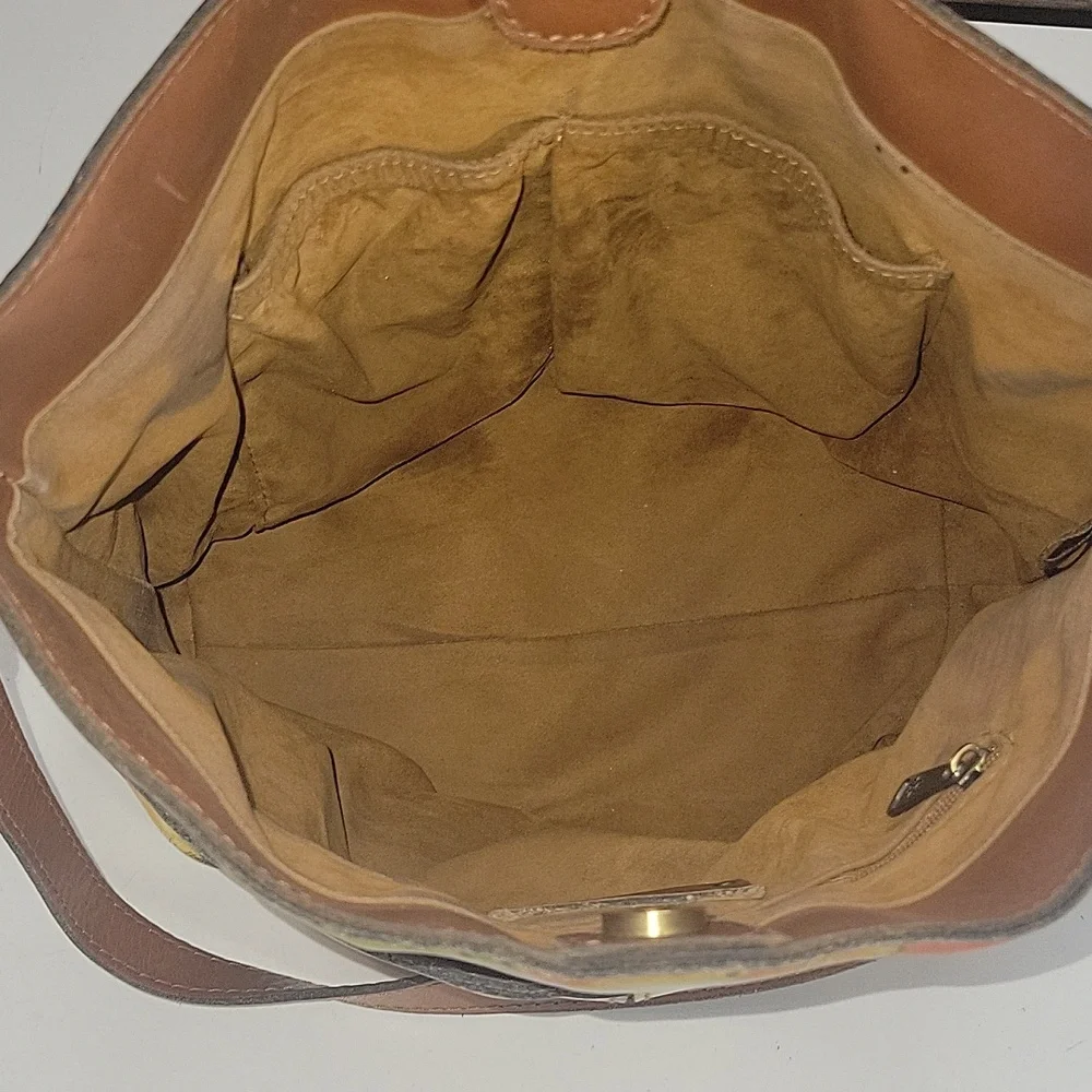 Patricia Nash Floral Watercolor Yellow Leather Tote Shoulder Bag
